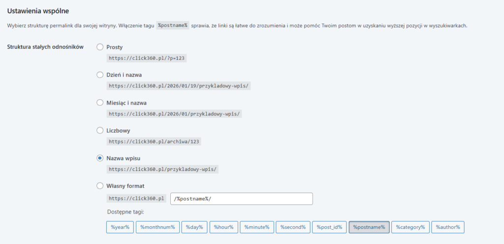 Konfiguracja przyjaznych adresów URL w systemie WordPress