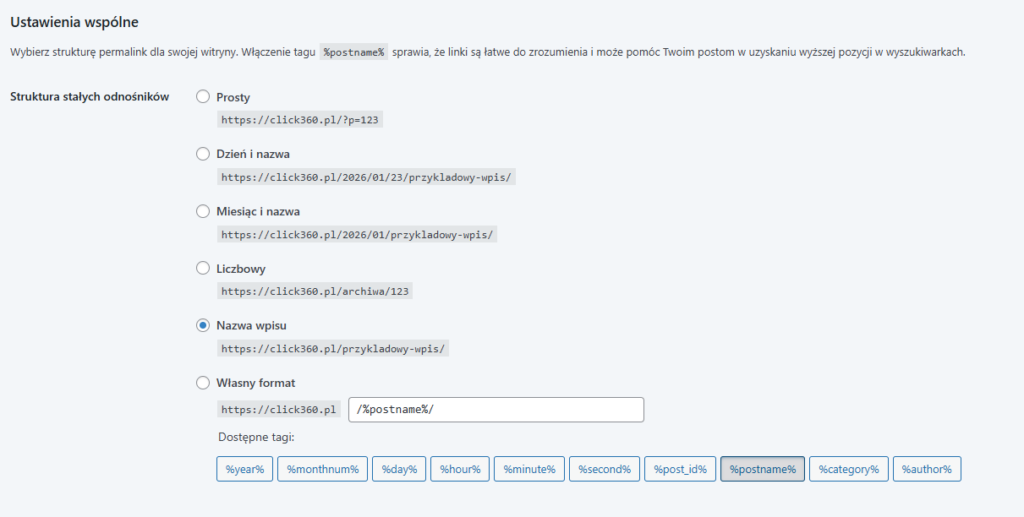 Ustawianie przyjaznych linków w panelu WordPress