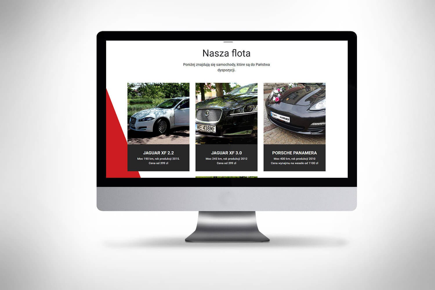 Strona www dla firmy wynajmującej samochody